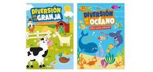 Portada del libro LIBRO PARA COLOREAR: DIVERSION EN LA GRANJA, DIVERSION EN EL OCEANO BCVST3312 - Compralo en Aristotelez.com