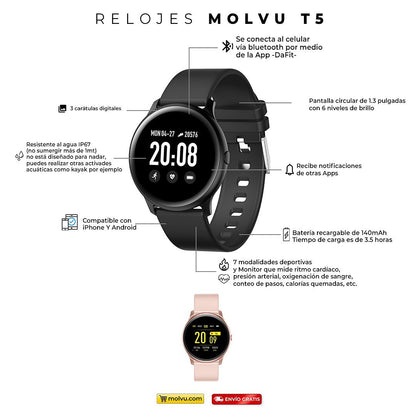 Compra Reloj inteligente T5 Negro en click.gt