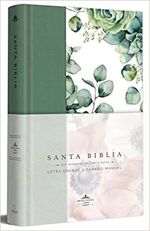 Portada del libro BIBLIA RVR 1960 LETRA GRANDE TAPA DURA Y TELA VERDE CON FLORES TAMAÑO MANUAL - Compralo en Aristotelez.com