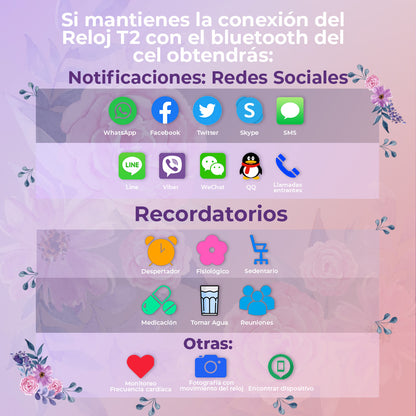 Reloj inteligente T2 plateado - Compralo en Aristotelez.com