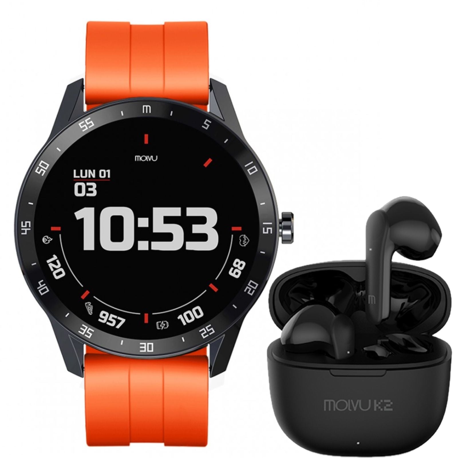 Reloj T6 Naranja + Audífonos  K2. Compra en Aristotelez.com. ¡Ya vamos en camino!