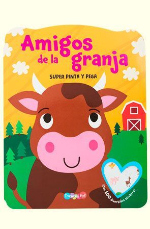 Portada del libro SUPER PINTA Y PEGA. AMIGOS DE LA GRANJA CON STICKERS - Compralo en Aristotelez.com